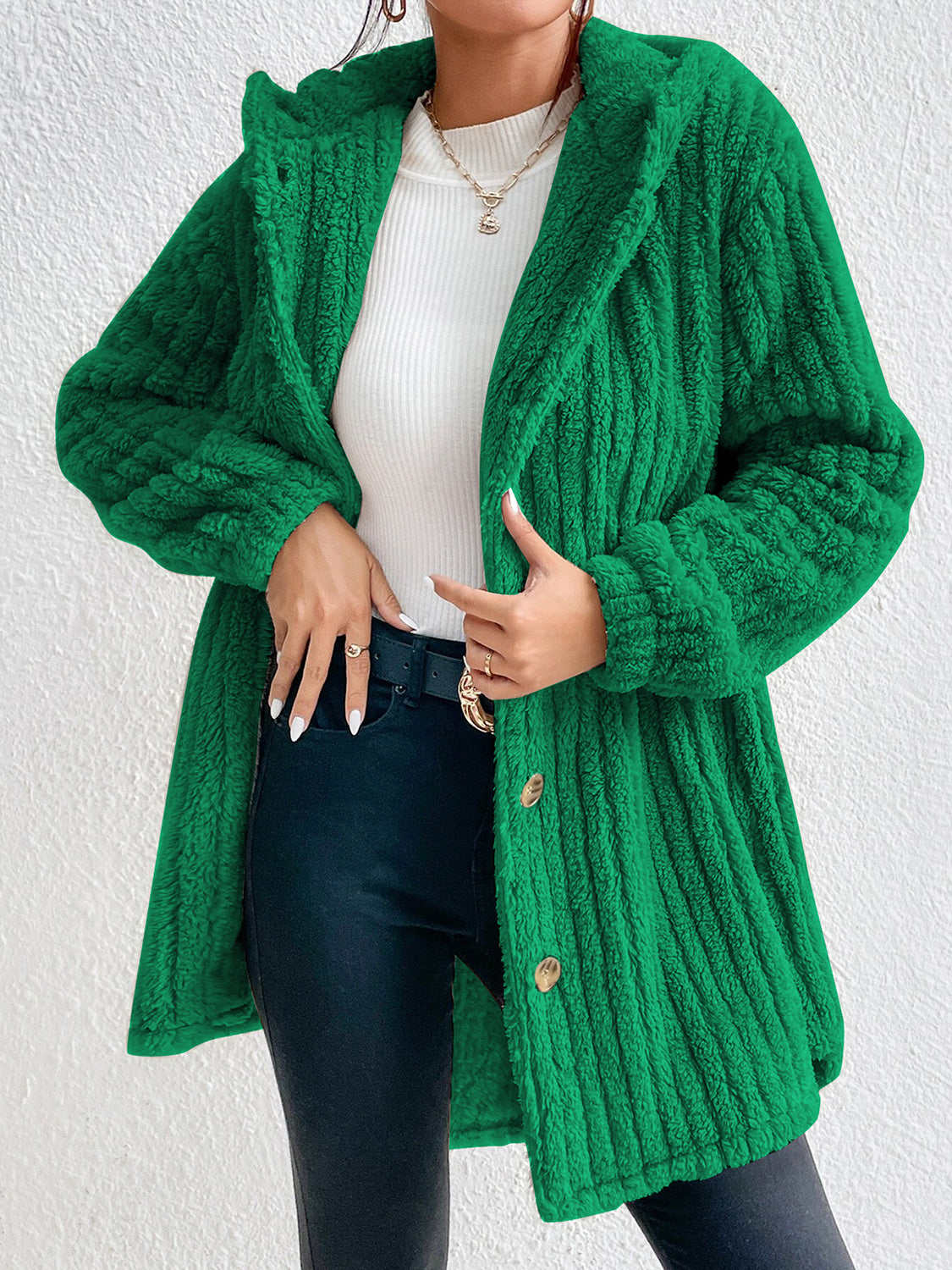 Button Down Hooded Coat Green Easy Apparels