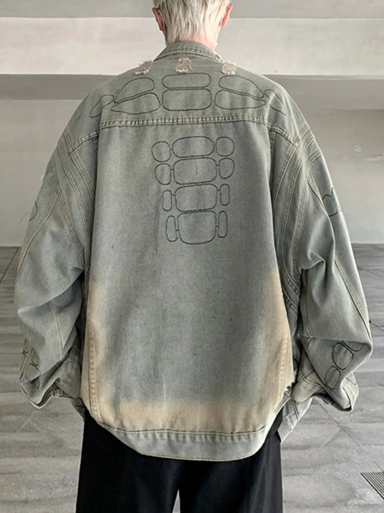 Men's Plus Size Distressed Button Up Denim Jacket Easy Apparels