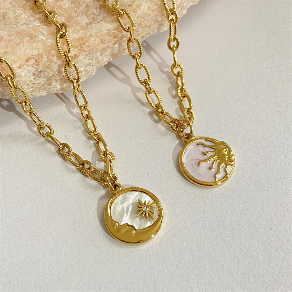 Titanium Steel Sun & Moon Necklace Easy Apparels