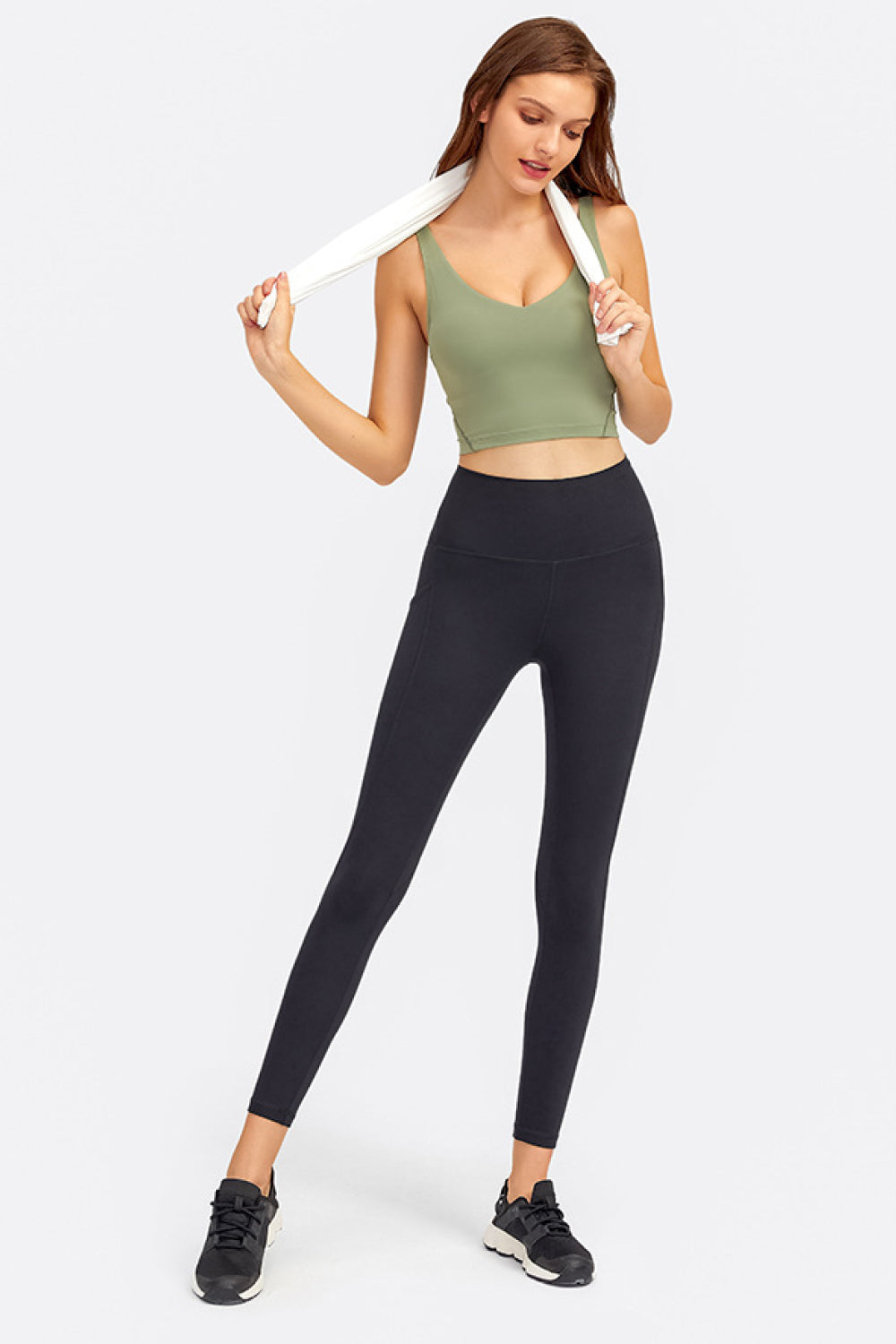 Millennia Deep V-Neck Crop Sports Bra Green Easy Apparels