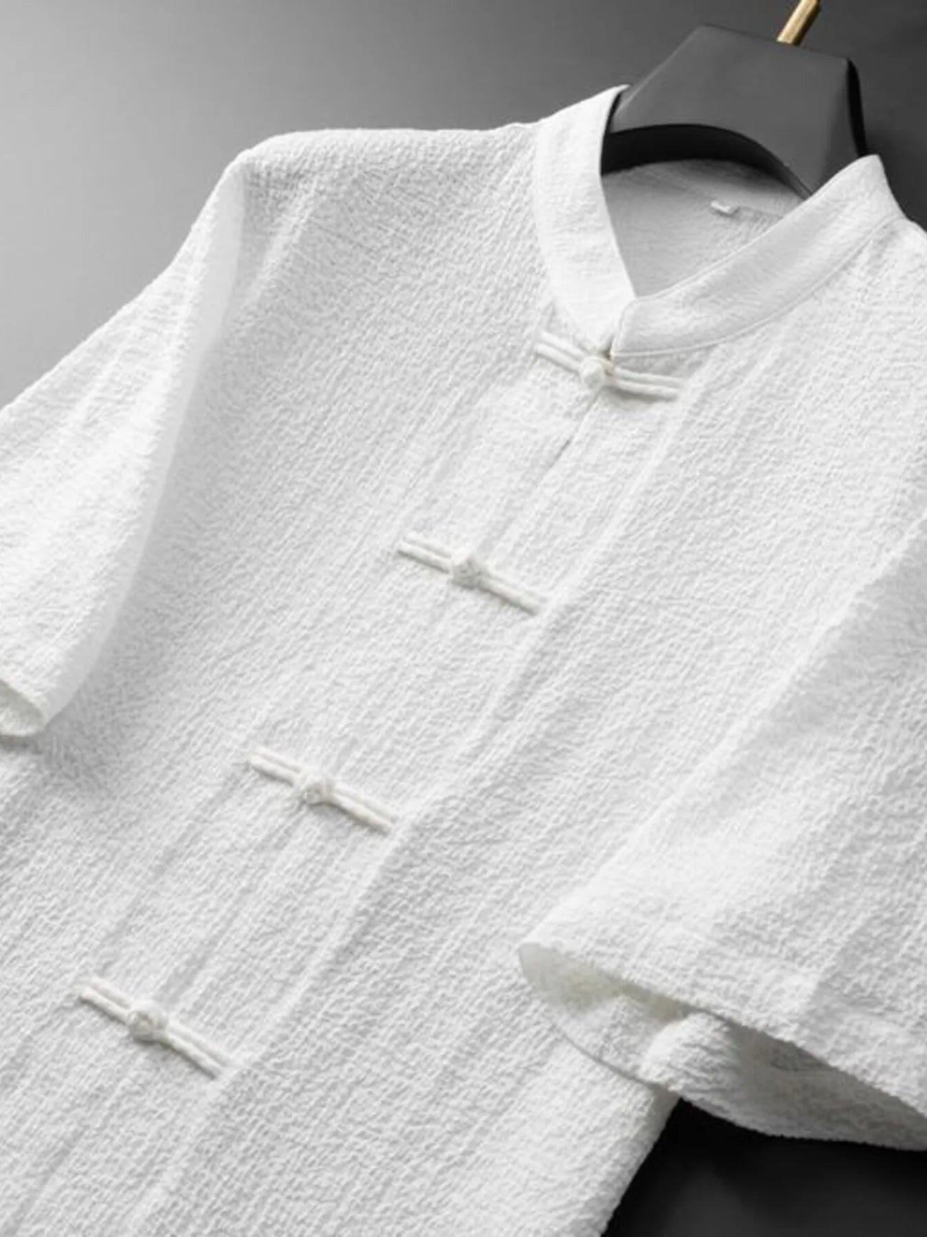 Men's Plus Size Button Up Short Sleeve Top and Pants Set Easy Apparels