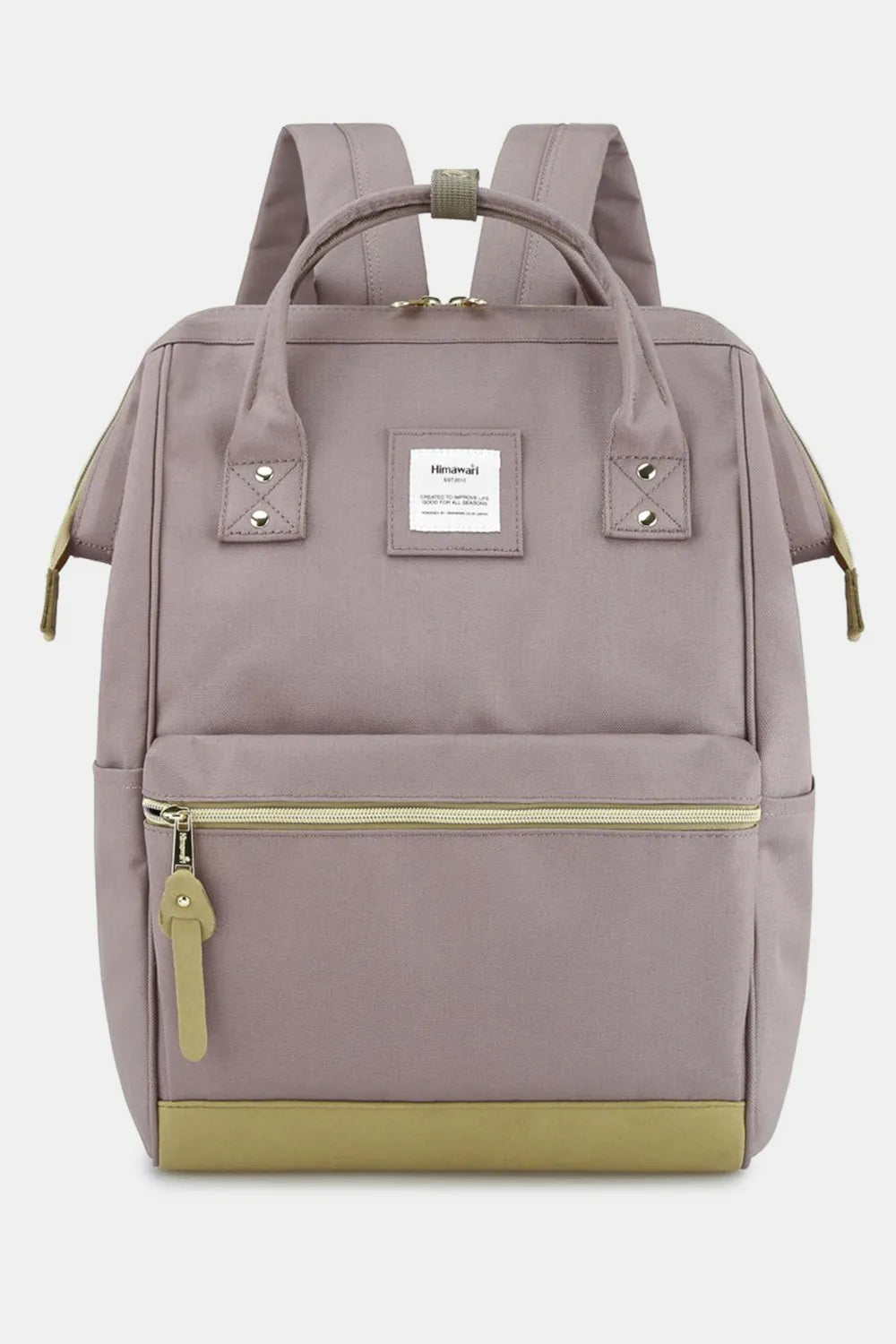 Himawari Contrast Waterproof Canvas Backpack Bag with Side Pockets Gray One Size Easy Apparels