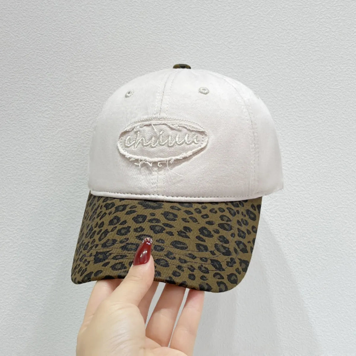 Leopard Print Baseball Cap with Embroidered Letter Easy Apparels