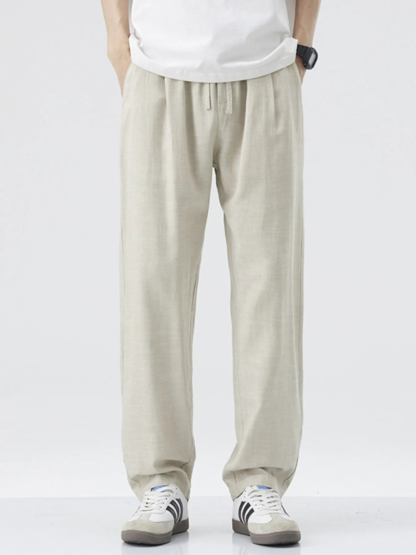 Men's Relaxed Fit Drawstring Casual Pants Apricot Easy Apparels