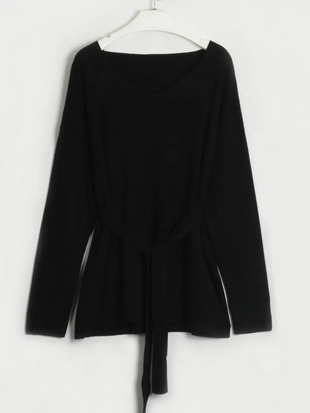 V-Neck Long Sleeve Top and Drawstring Pants Sweater Set Easy Apparels