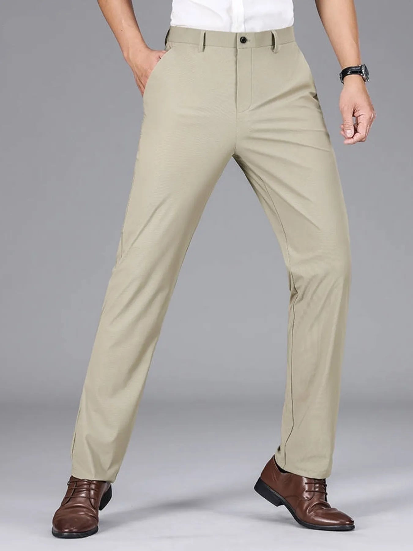 Men's Slim Fit Casual Pants Khaki Easy Apparels
