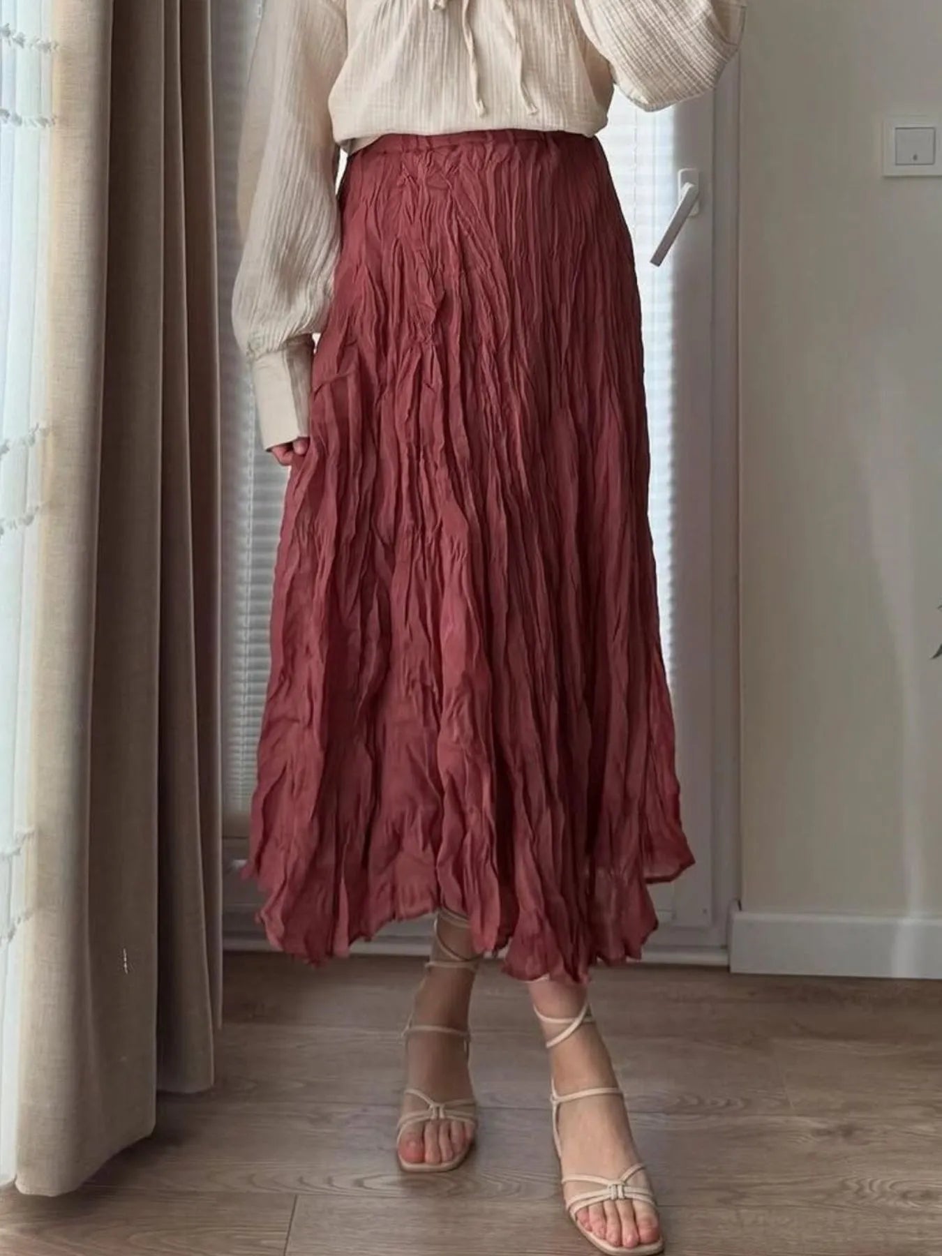 Ruched Elastic Waist Skirt Easy Apparels