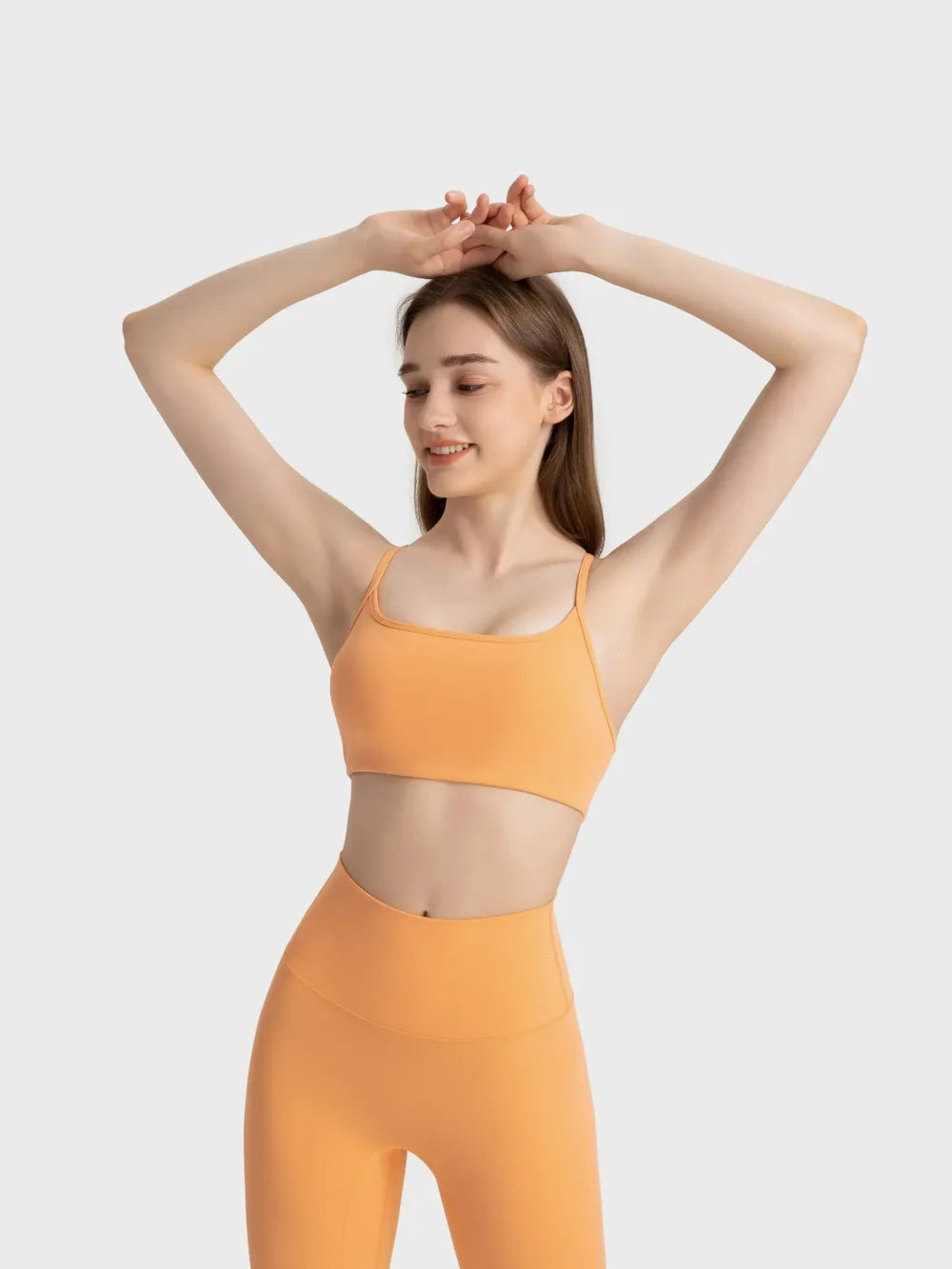 Millennia Crisscross Back Scoop Neck Active Cami with Detachable Chest Pads Gold Easy Apparels