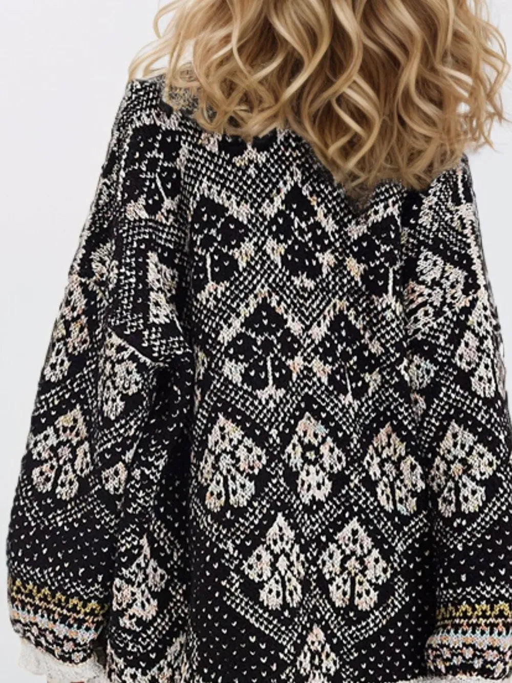 Open Front Long Sleeve Graphic Cardigan Easy Apparels