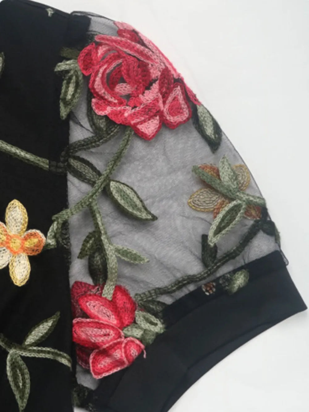 Trendsi Perfee Embroidered V-Neck Floral Bodysuit