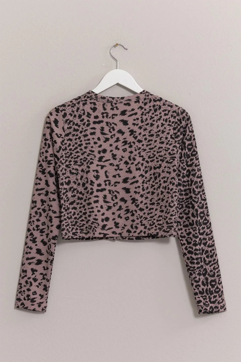 HYFVE Animal Print Snap Down Crop Cardigan Easy Apparels