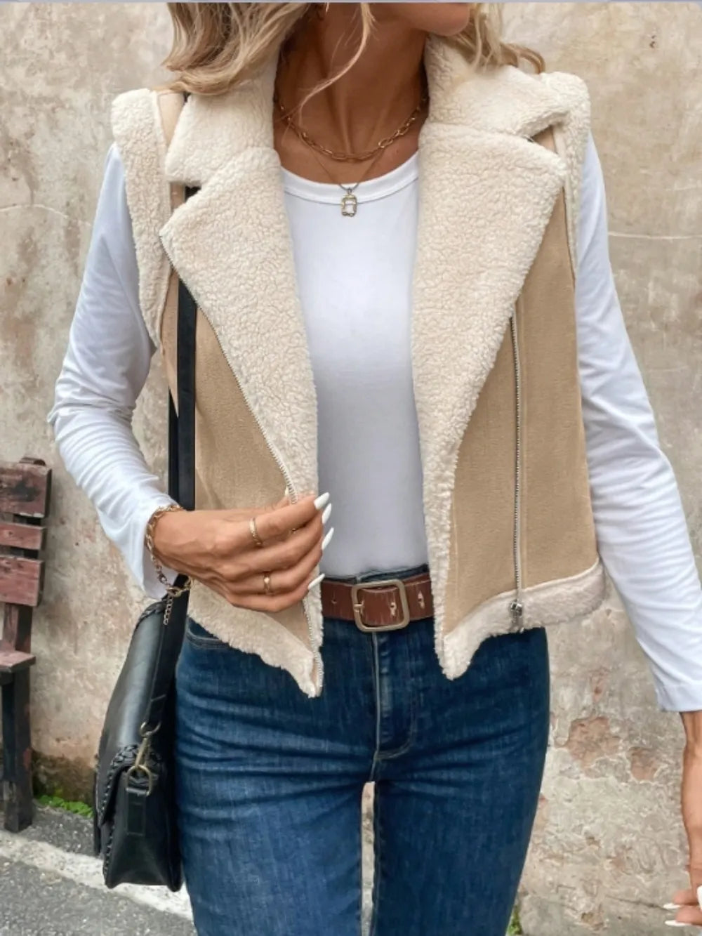 Zip Up Sherpa Vest Coat Easy Apparels