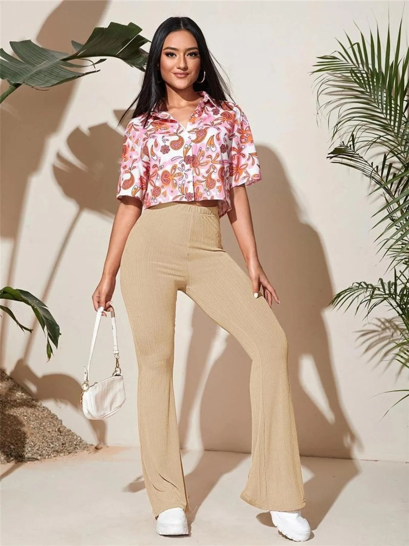 Full Size High-Waist Flare Active Pants Plus Size Easy Apparels