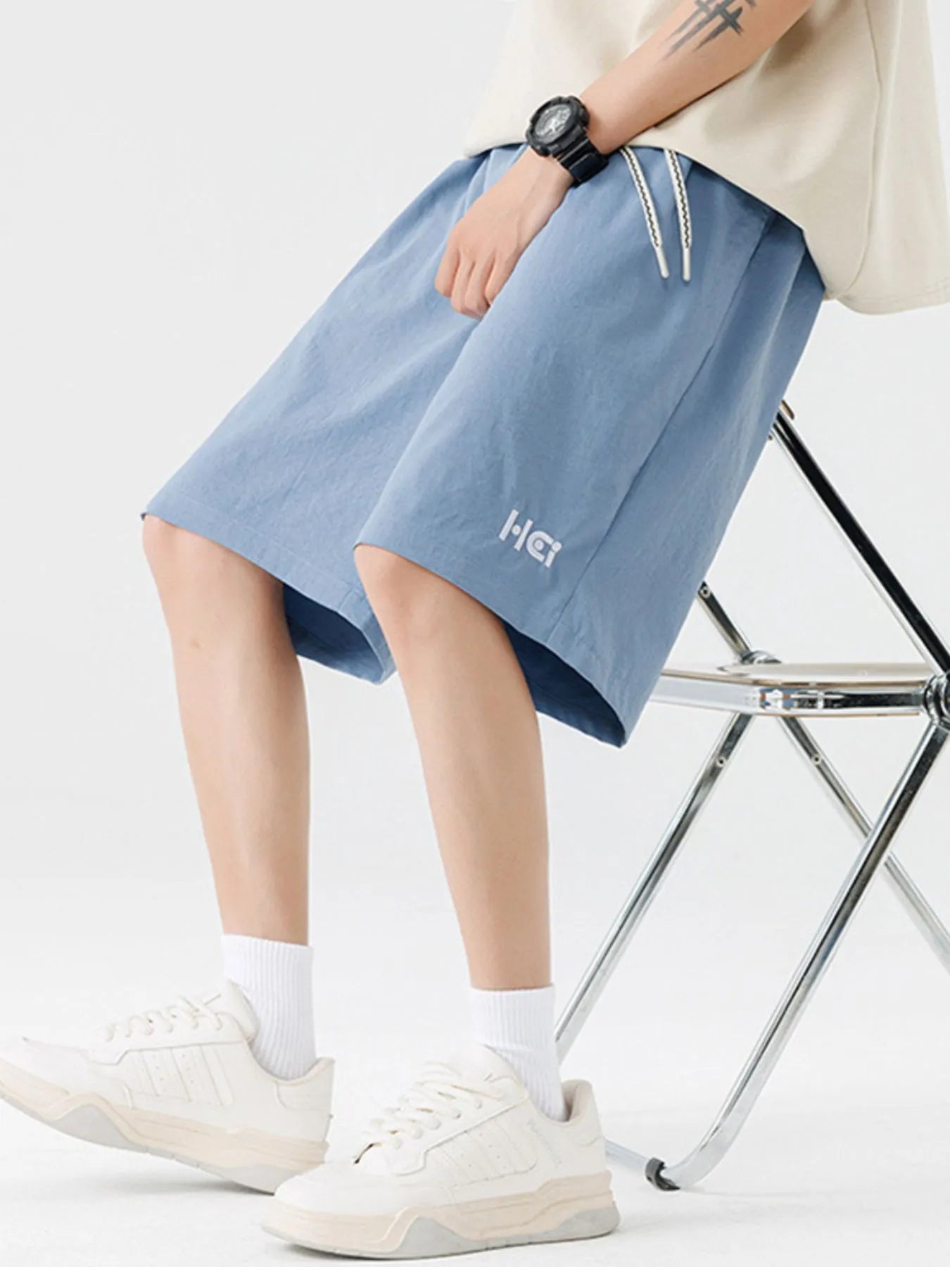 Men's Plus Size Casual Drawstring Basketball Shorts Blue Easy Apparels