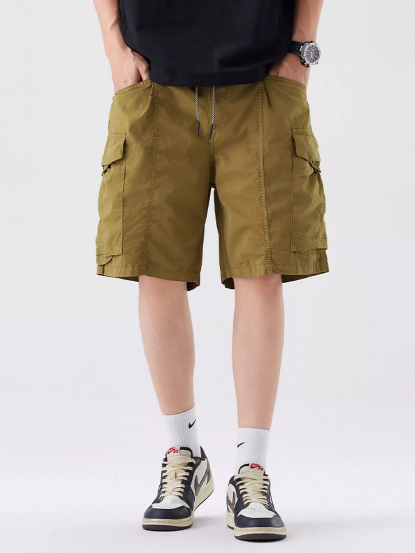 Men's Full Size Drawstring Cargo Shorts Plus Size Easy Apparels