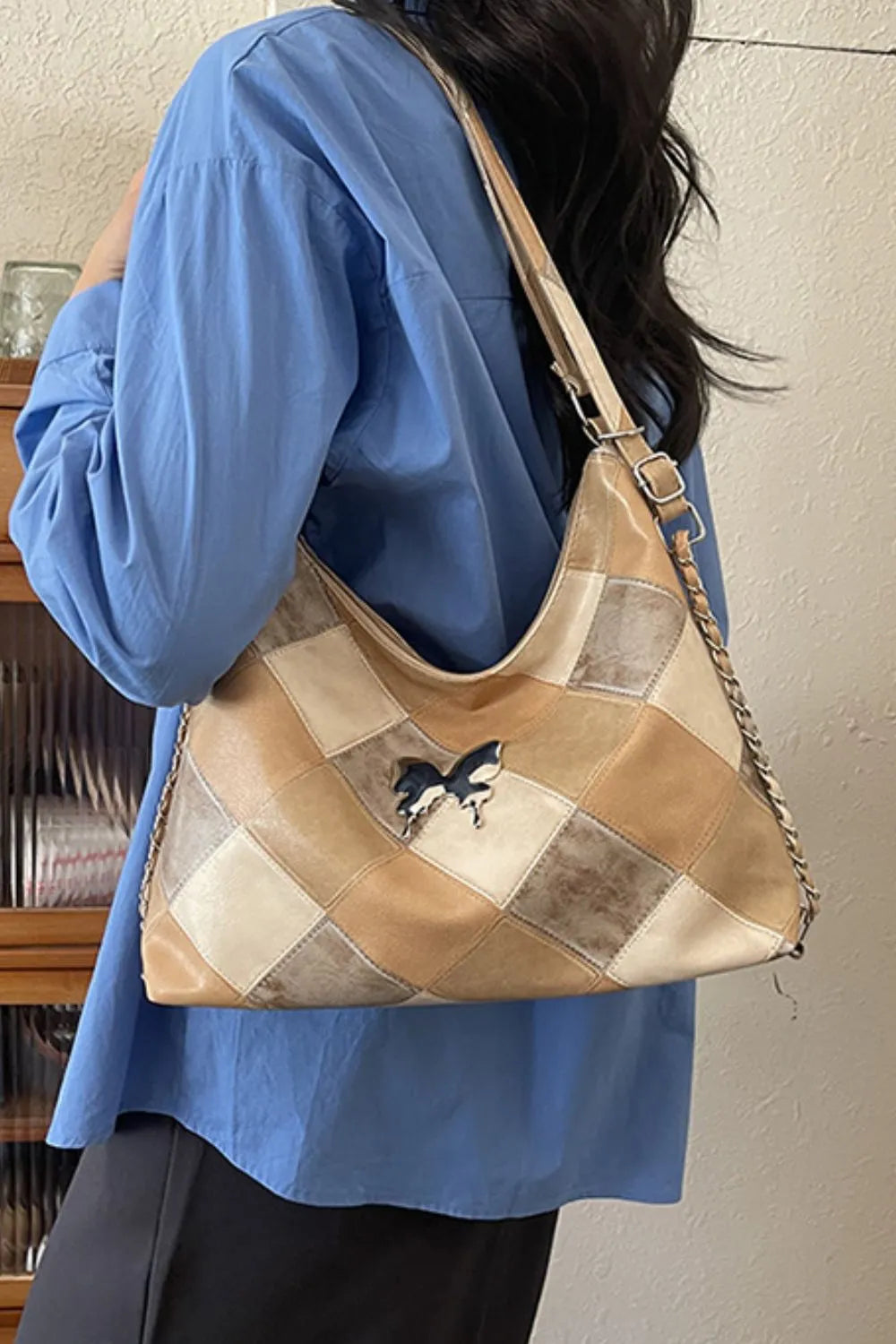 PU Leather Color Block Shoulder Bag Easy Apparels