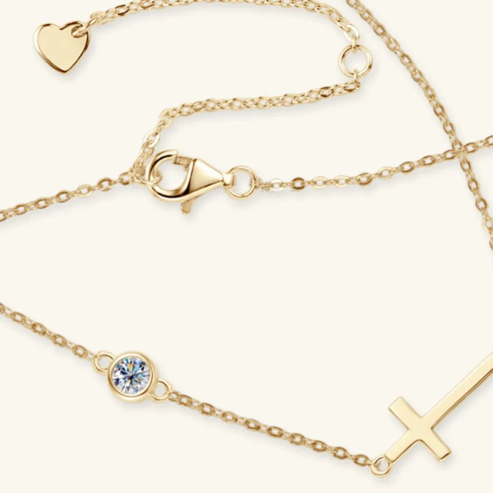 Cross 925 Sterling Silver Moissanite Necklace Easy Apparels
