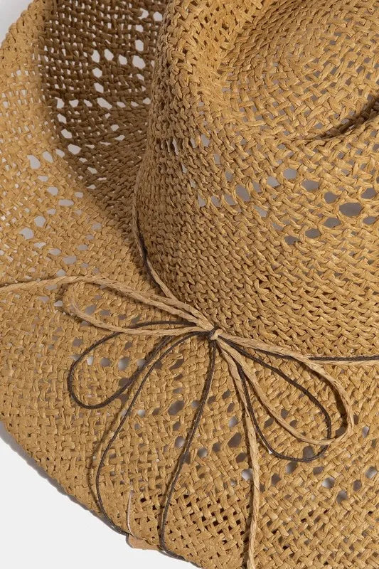 Fame Turquoise and Shell Star Beads Strap Western Straw Hat Easy Apparels