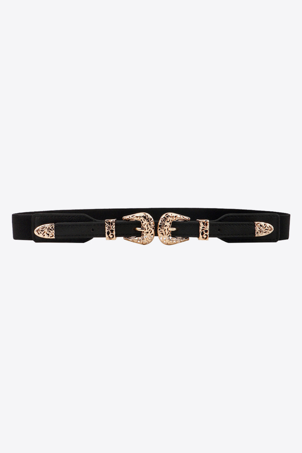 Double Buckle Elastic Belt Black One Size Easy Apparels