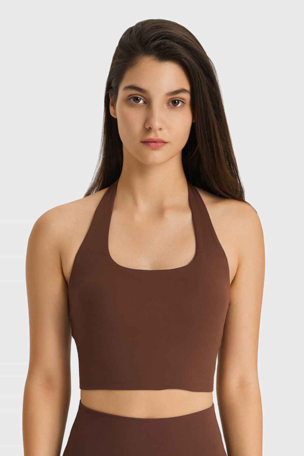 Millennia Breathable Halter Neck Sports Bra Brown Easy Apparels