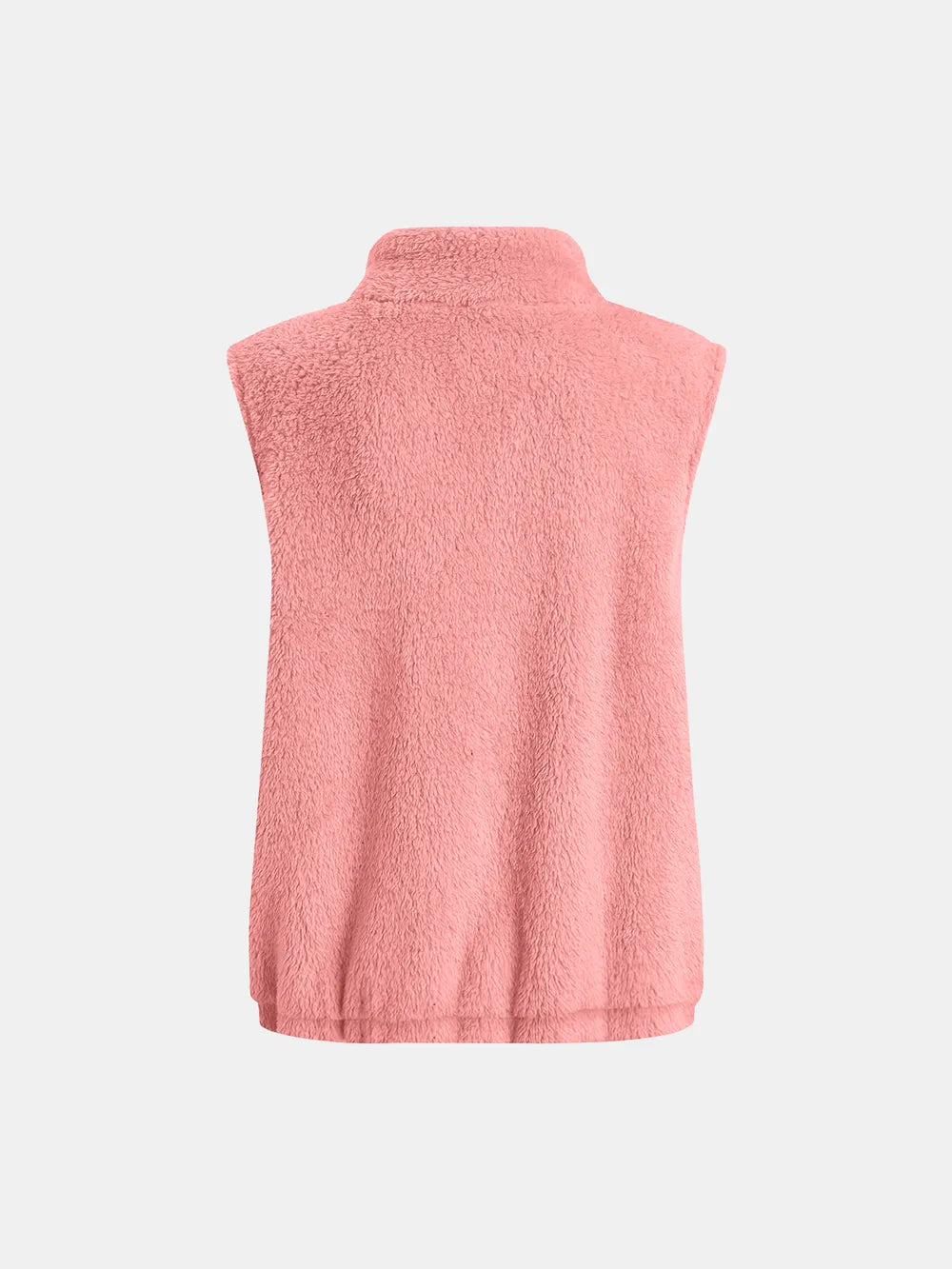Full Size Fuzzy Zip Up Vest Coat with Pockets Easy Apparels