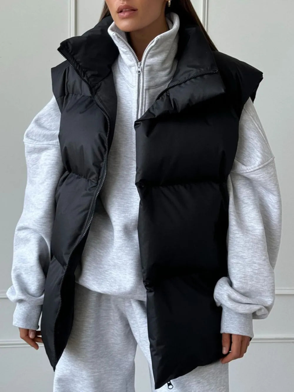 Zip Up Turtleneck Vest Coat Easy Apparels
