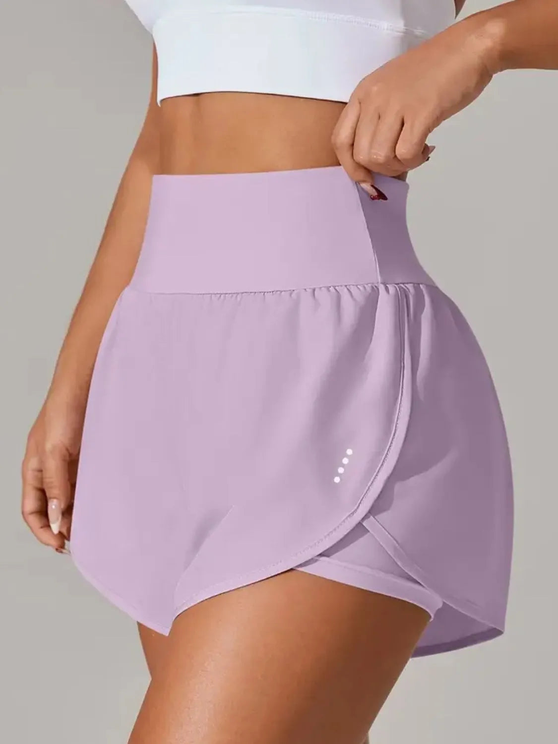 Pocketed High Waist Active Shorts Pink Purple Easy Apparels
