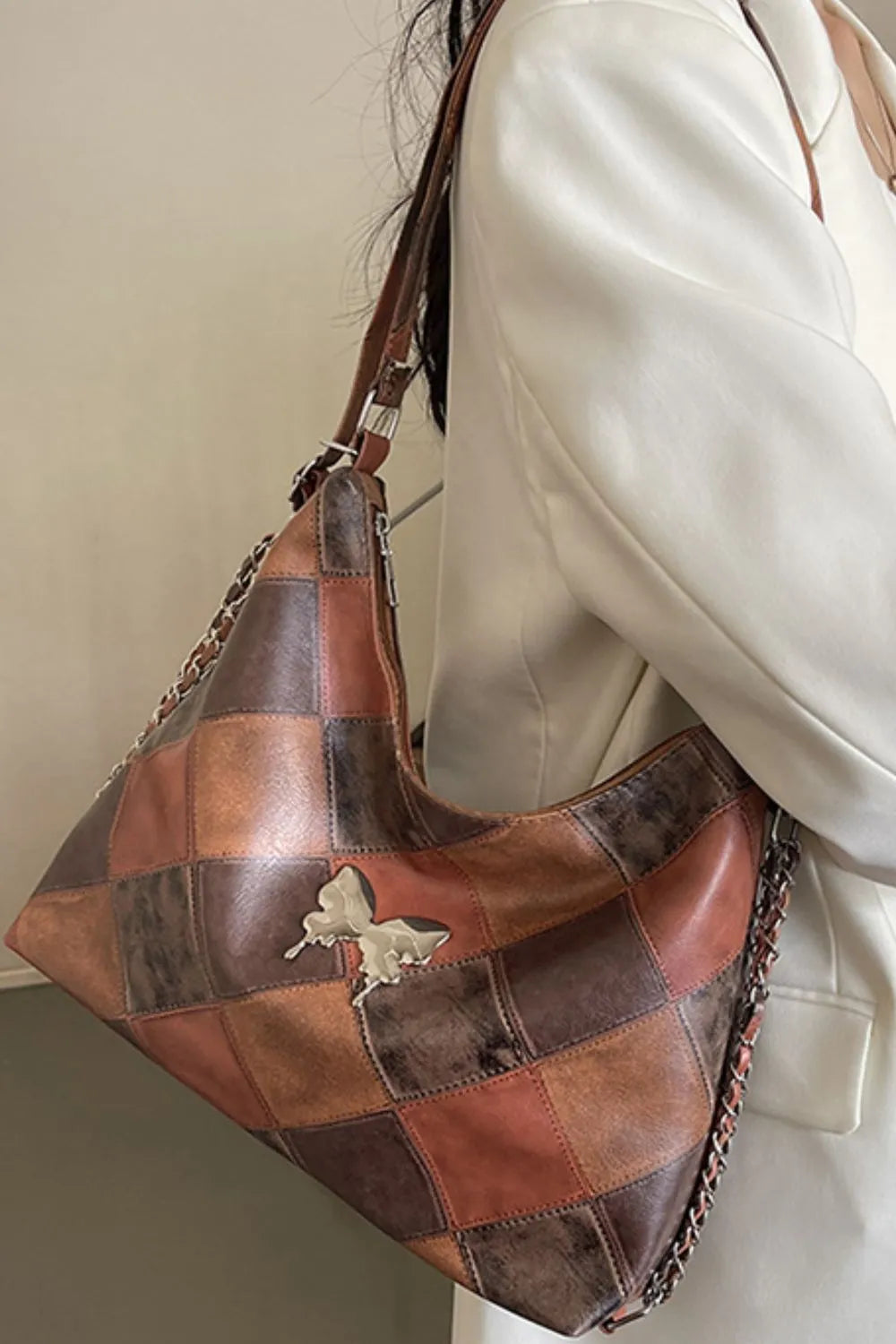 PU Leather Color Block Shoulder Bag Easy Apparels