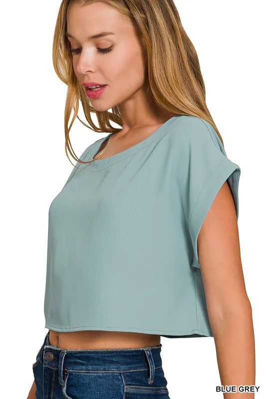 Zenana Heavy Woven Span Crop Tee & Skirt Set Easy Apparels
