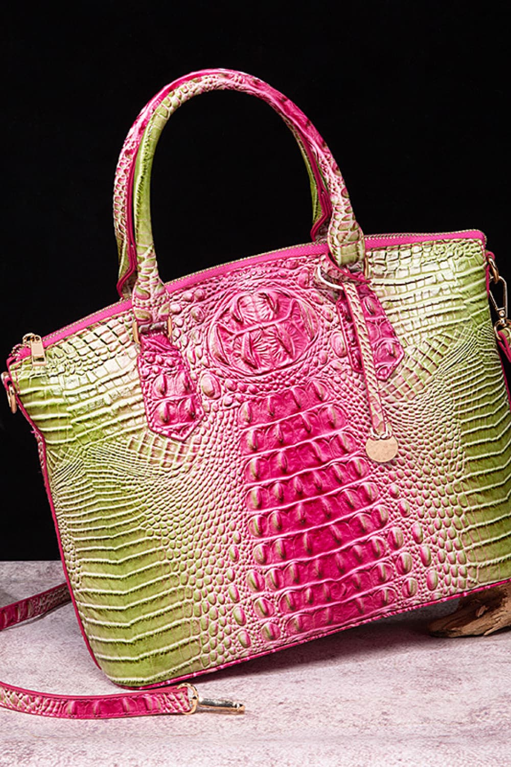 Gradient PU Leather Handbag Pink Green One Size Easy Apparels