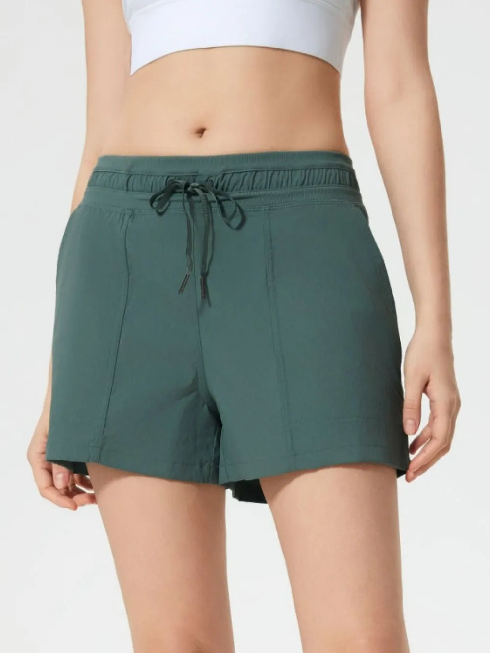 Millennia Drawstring Active Shorts with Pockets Dark Green Easy Apparels