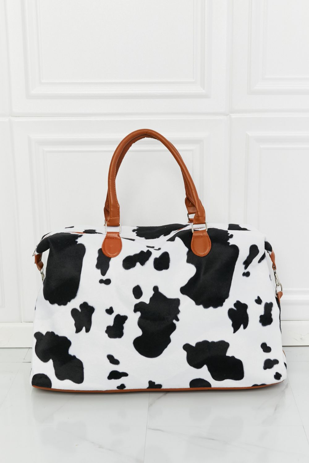 Animal Print Plush Weekender Bag Cow One Size Easy Apparels