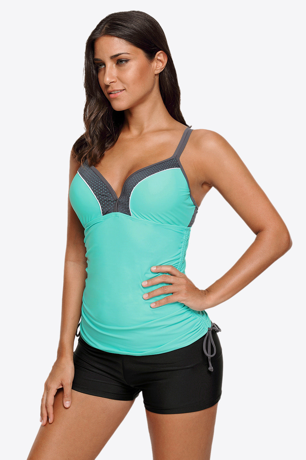 Contrast Sweetheart Neck Swim Cami Easy Apparels