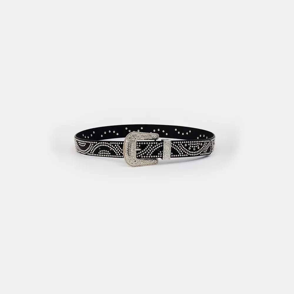 Studded Rhinestone PU Leather Belt Easy Apparels