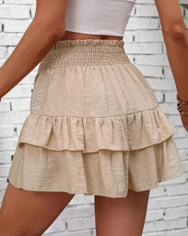 Ruffle Layered High Waist Casual Skort Easy Apparels