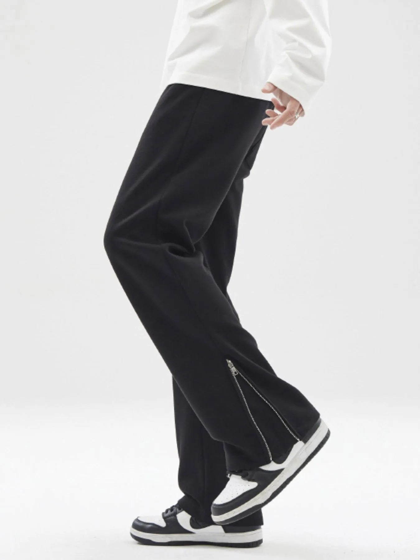 Men's Plus Size Wide Leg Drawstring Pants with Side Zipper Easy Apparels