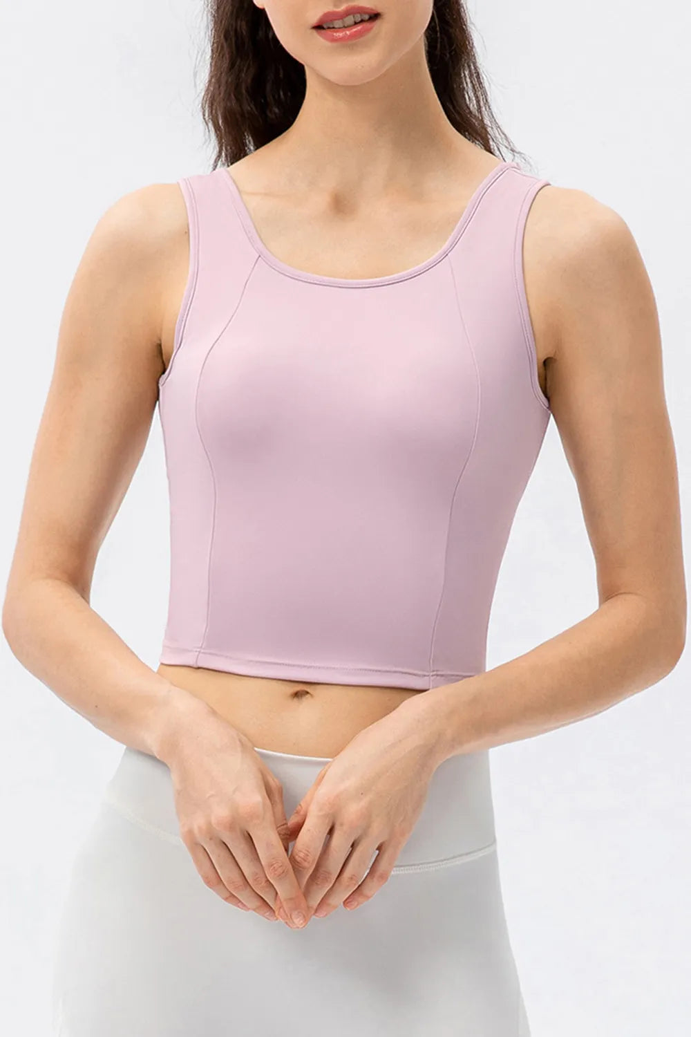 Round Neck Wide Strap Active Tank Lilac Easy Apparels