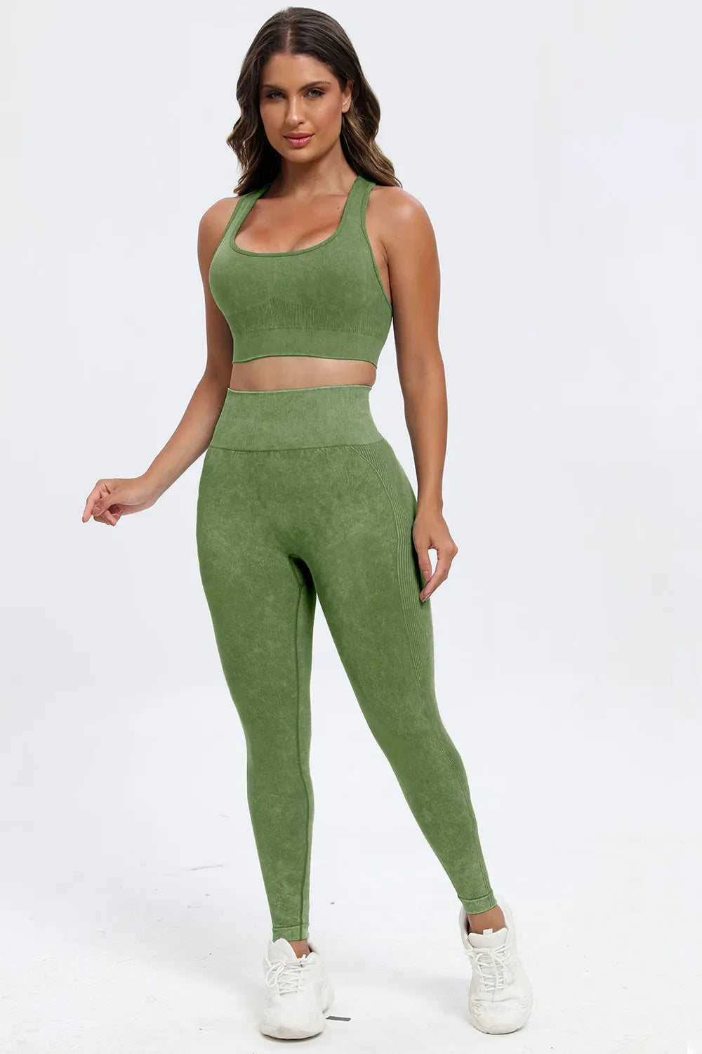 3 Piece Washed Square Neck Wide Strap Active Set Easy Apparels