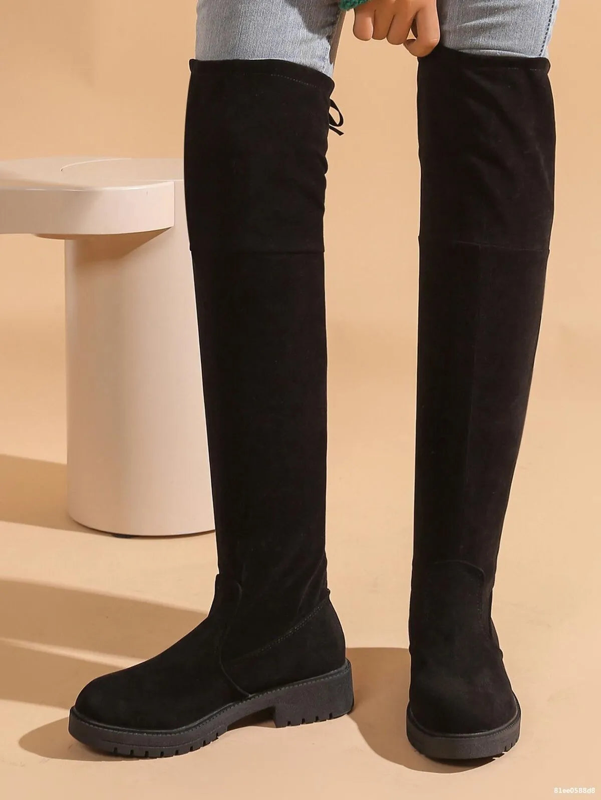Over-the-Knee Block Heel Boots Black Easy Apparels