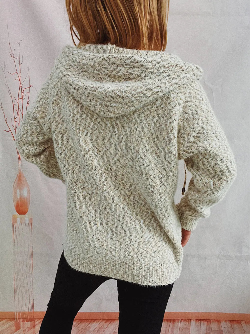 Zip Up Drawstring Long Sleeve Hooded Sweater Easy Apparels