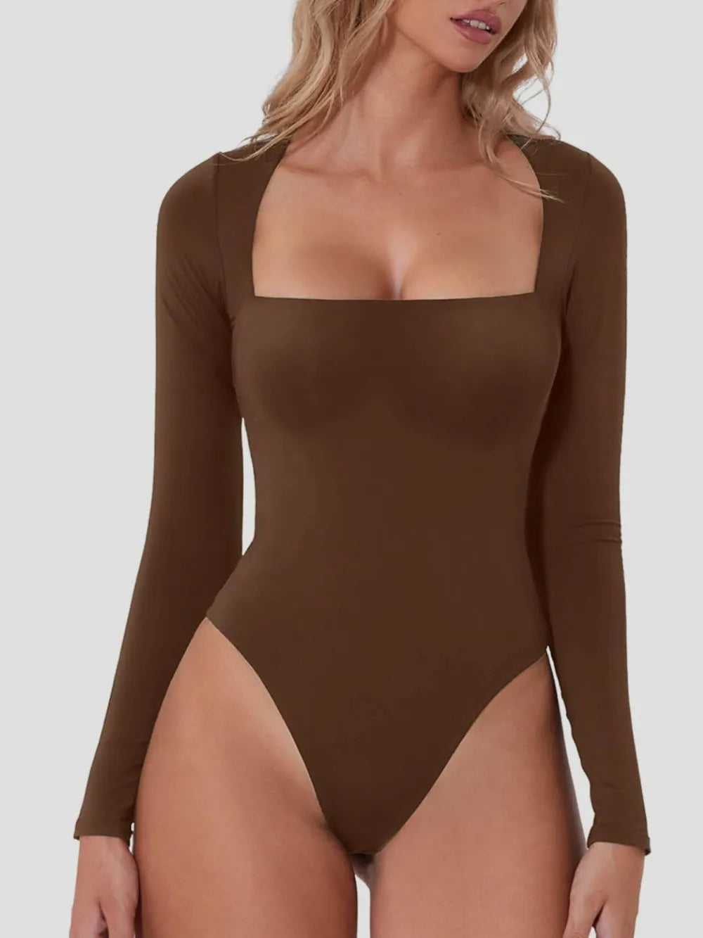 Trendsi Square Neck Long Sleeve Bodysuit