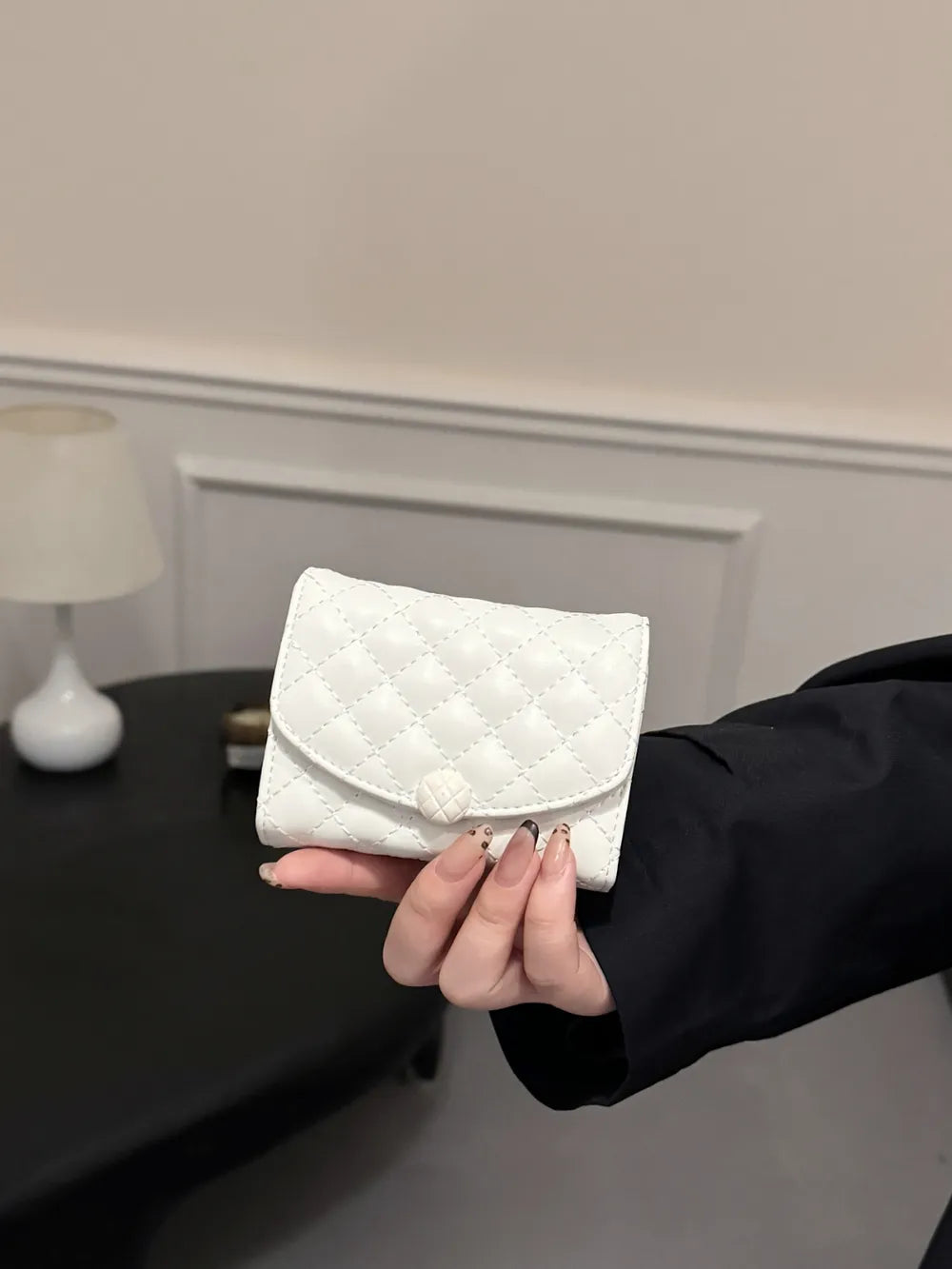 PU Leather Solid Color Wallet White One Size Easy Apparels
