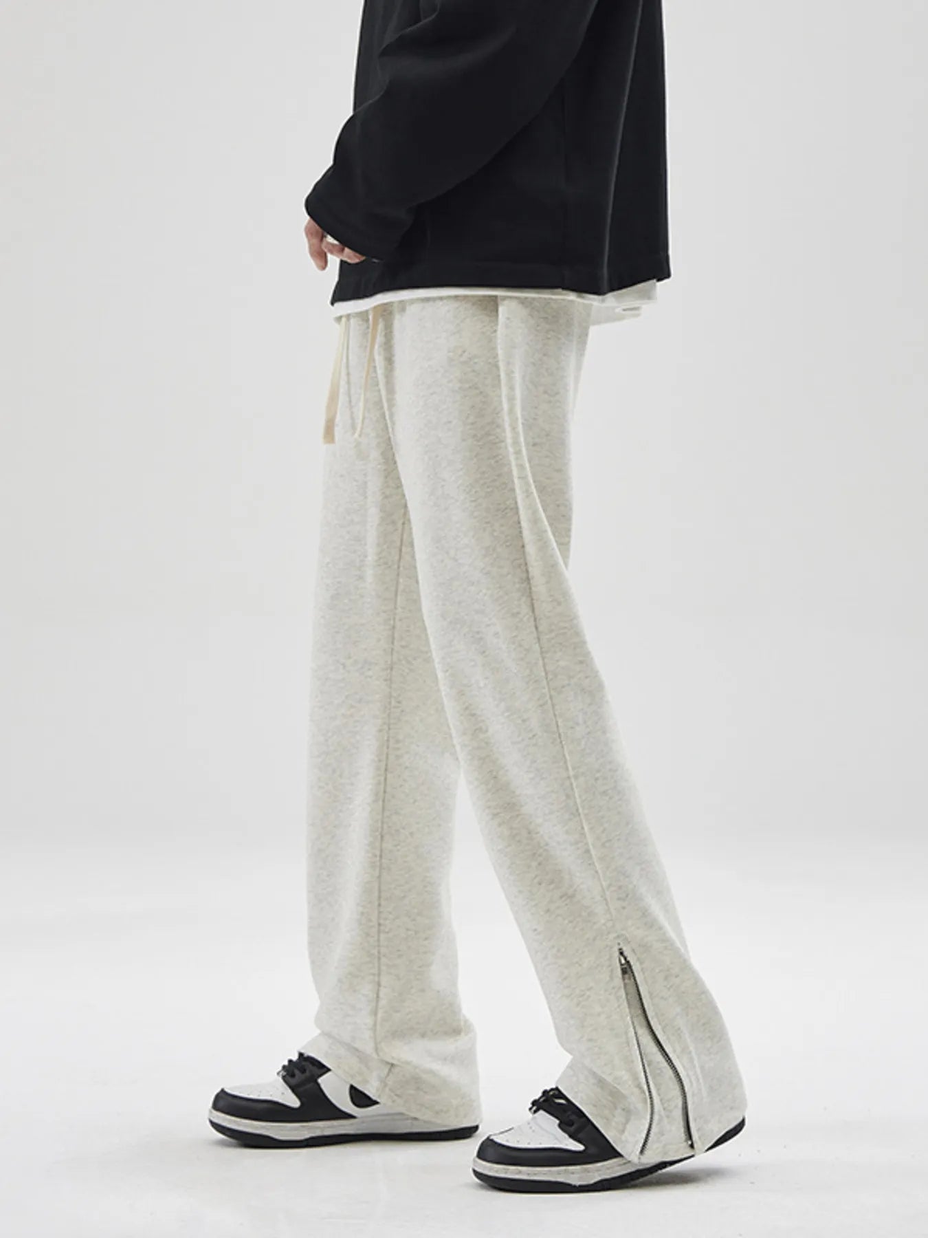 Men's Plus Size Wide Leg Drawstring Pants with Side Zipper Easy Apparels