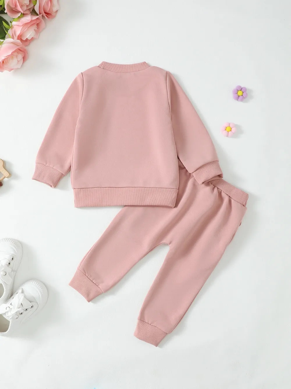 Children's Letter Graphic Sweatshirt and Pants Set Easy Apparels