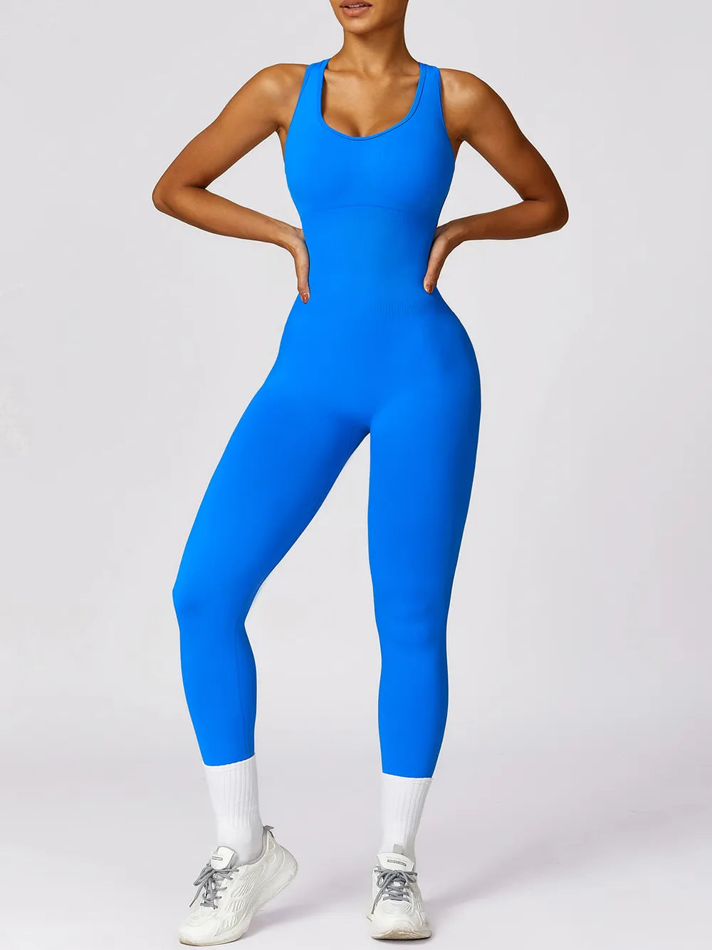 Cutout Racerback Active Jumpsuit Easy Apparels