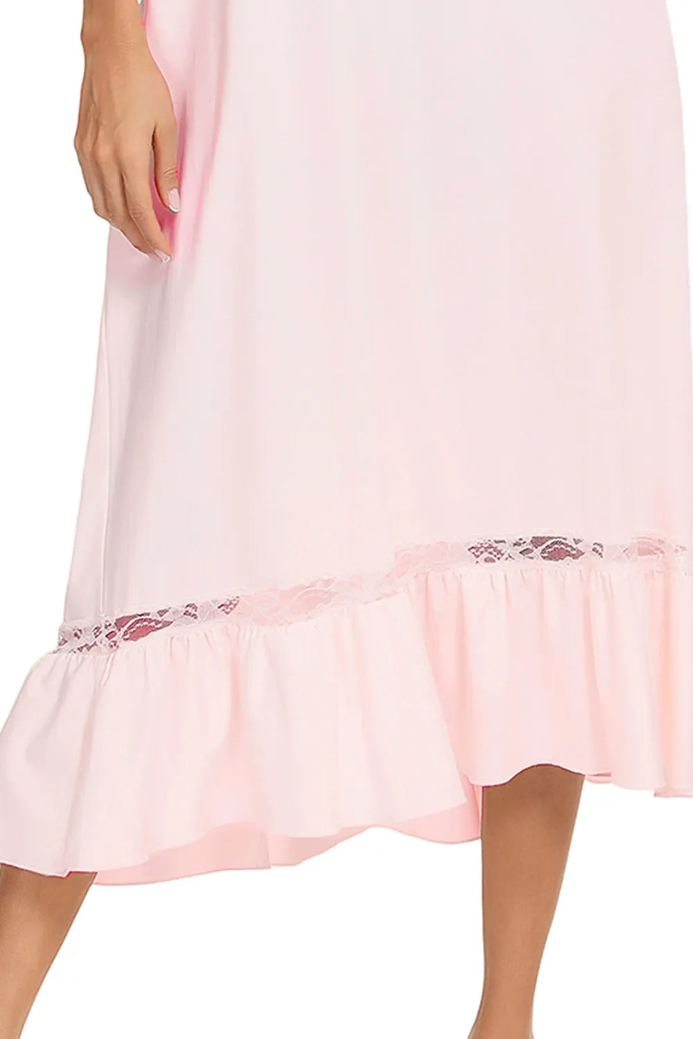 Lace Detail Short Sleeve Lounge Dress Easy Apparels
