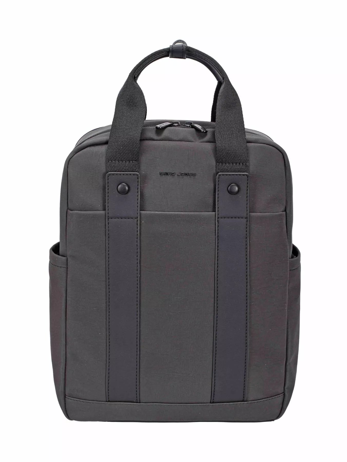David Jones Canvas Backpack Bag with Dual Handle BLACK One Size Easy Apparels