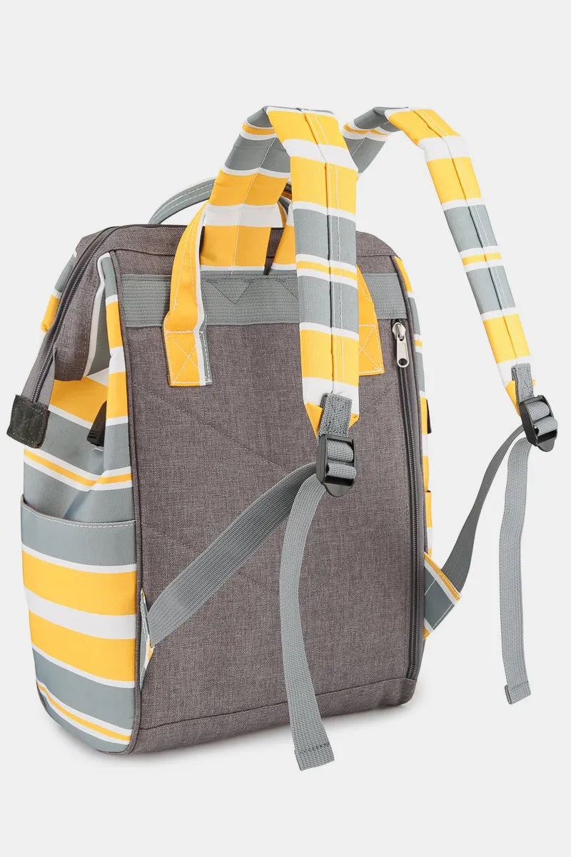 Himawari Striped Waterproof Nylon Backpack Bag with Side Pockets Easy Apparels