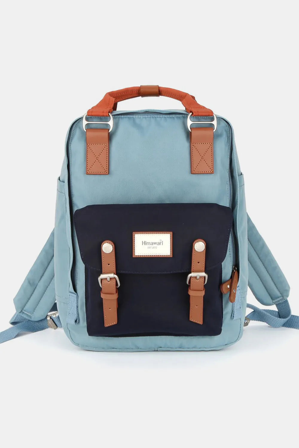 Himawari Contrast Waterproof Nylon Backpack Bag Blue Black One Size Easy Apparels