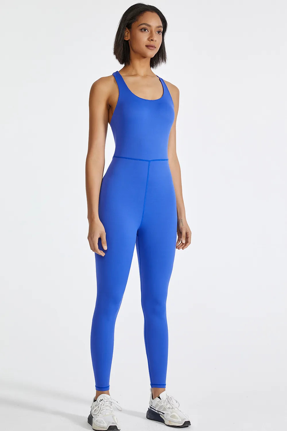 Crisscross Back Wide Strap Active Jumpsuit Easy Apparels